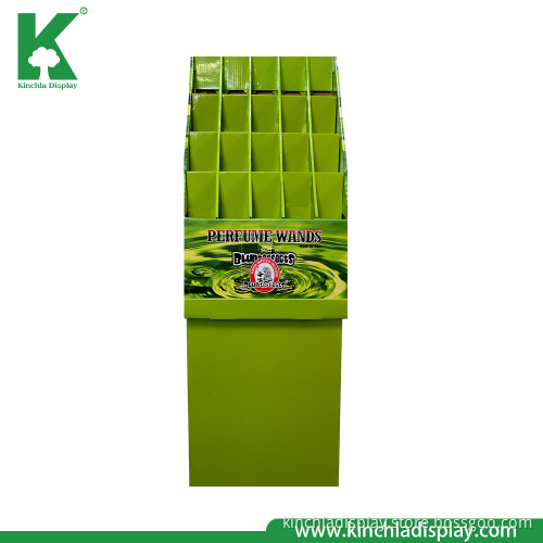 Green Tea Product Cell Compartment Carton Cardboard Floor Display Rack Stands